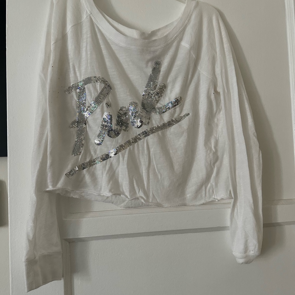 PINK Victoria's Secret White Top with Silver Accents
